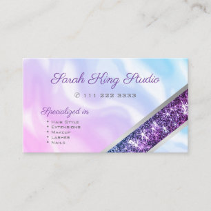 Lila Glitter Pastel Rosa Blue Ombre Vattenfärg Visitkort