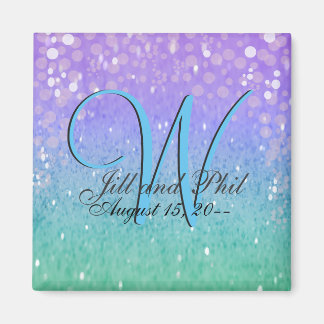 Lila Glitter Patio Lantern Confetti Glam Blue Magnet