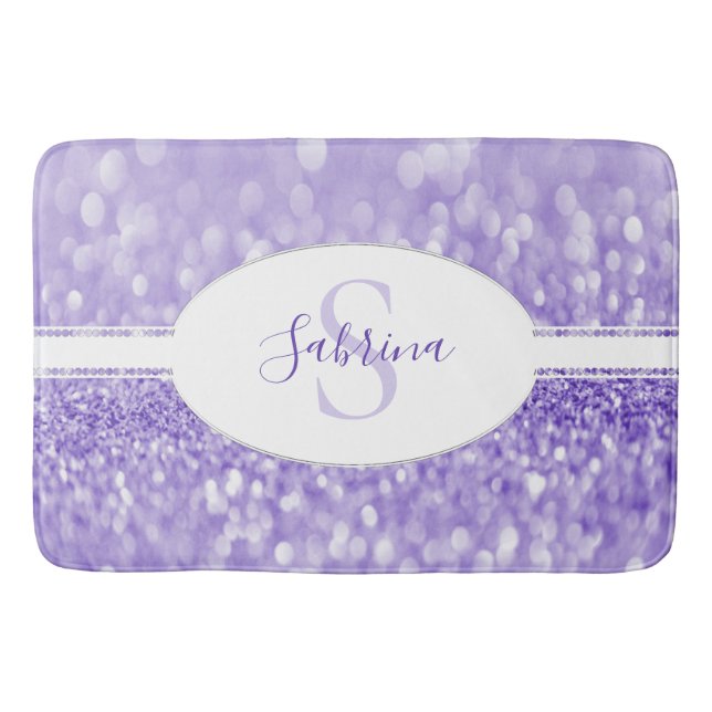 Lila Glitter personalize Bath Mat Badrumsmatta (Framsidan)