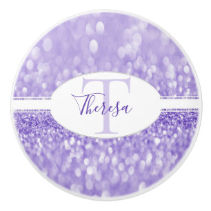 Lila Glitter Personalize Ceramic pull Knopp