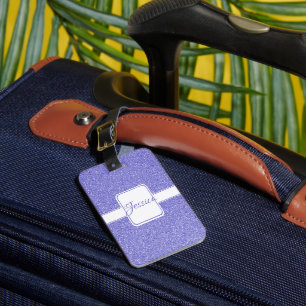 Lila Glitter Personalize Luggage Tag Bagagebricka