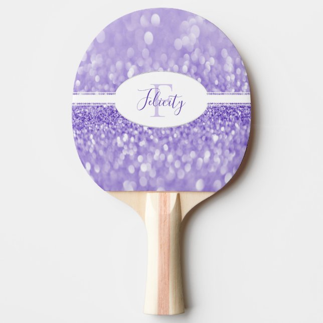 Lila Glitter personalize Ping Pong Paddle Pingisracket (Framsidan)