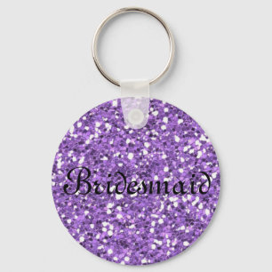 Lila Glitter Personlig Bridesmaid Keychain Nyckelring