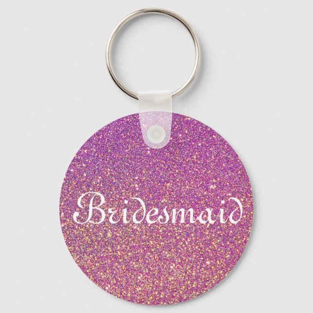 Lila Glitter Personlig Bridesmaid Nyckelring (Framsida)