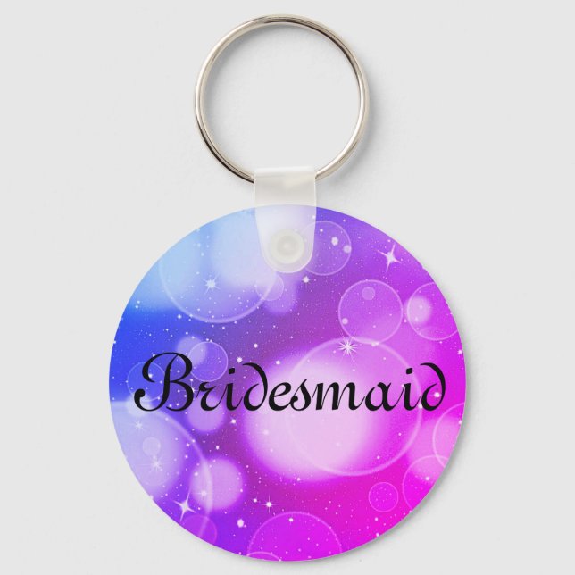Lila Glitter Personlig Bridesmaid Nyckelring (Framsida)