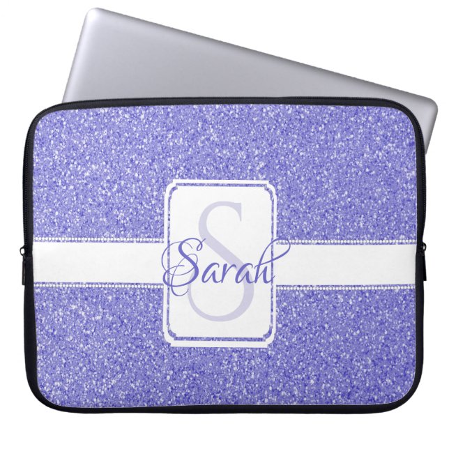 Lila Glitter Personlig Laptop sleeve (Framsidan)