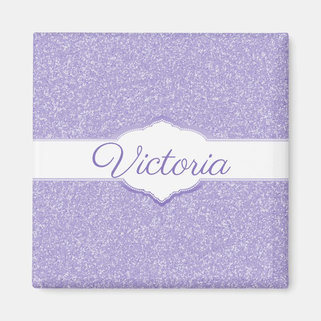 Lila Glitter Personlig Magnet (Framsidan)