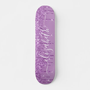 Lila Glitter Personlig Mini Skateboard Bräda 18,5 Cm