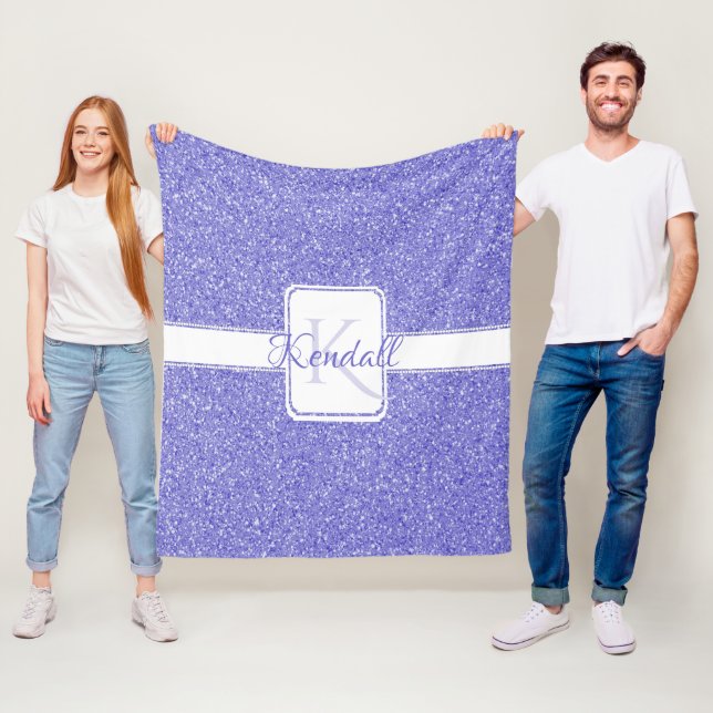 Lila Glitter Personlig Throw Blanket Blanket Fleecefilt (På plats)