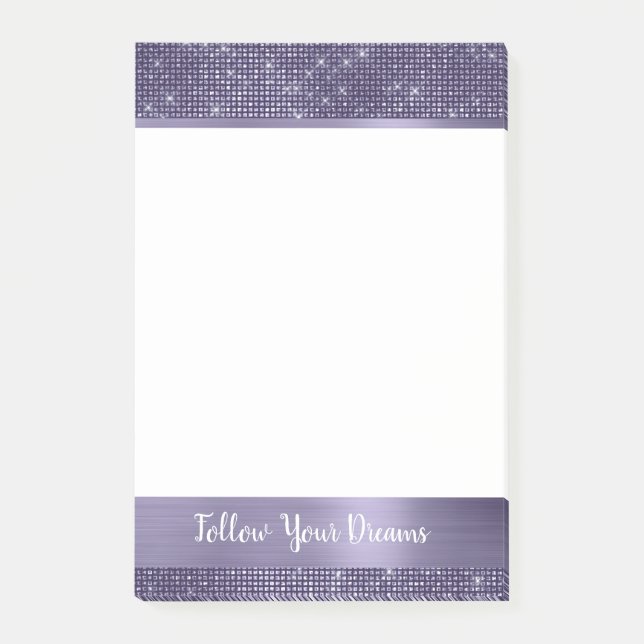 Lila Glitter Personligt Citat   Post-it Block (Framsida)