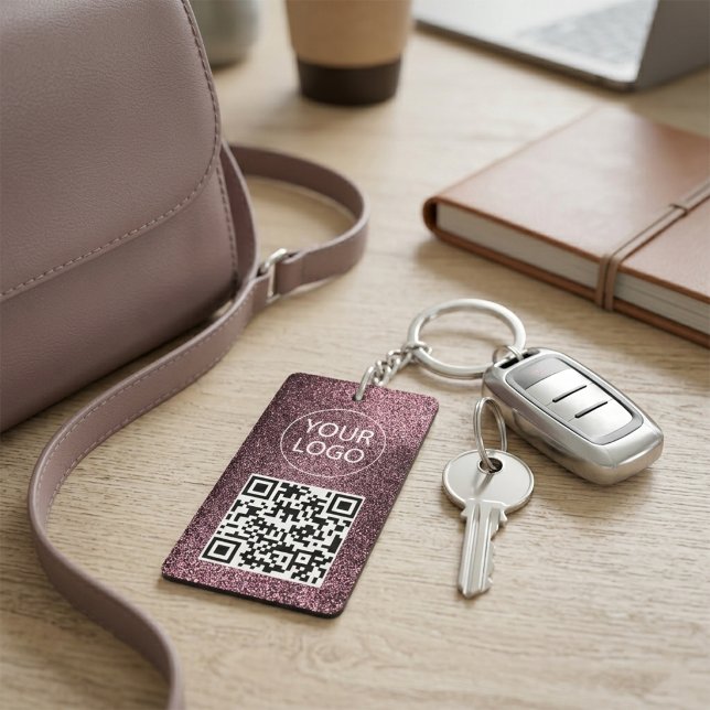 Lila Glitter QR-kod Namnkort Ditt Logotyp     (Skapare uppladdad)