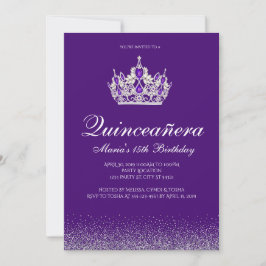 Lila Glitter Quinceanera-inbjudan Inbjudningar