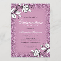 Lila Glitter Quinceanera Vit ros