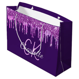Lila glitter rosa dropar monogram