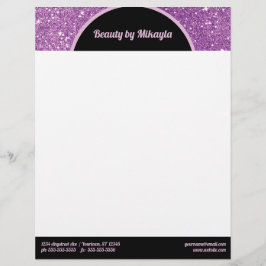 Lila glitter Rosa och svart skönhetsstylistudio Brevhuvud