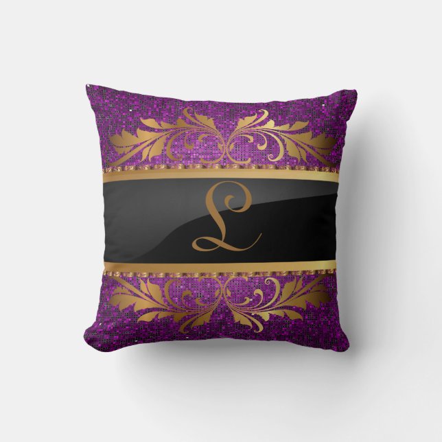 Lila Glitter Sequin Disco Couch Dekorativ kudde (Framsida)