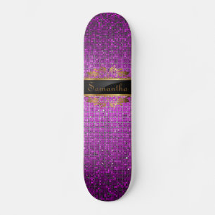 Lila Glitter Sequin Disco Glitz Comp Skateboard
