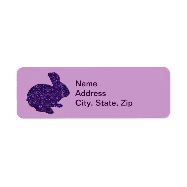 Lila Glitter Silhouette Bunny Adressetiketter Returadress Etikett (Framsidan)