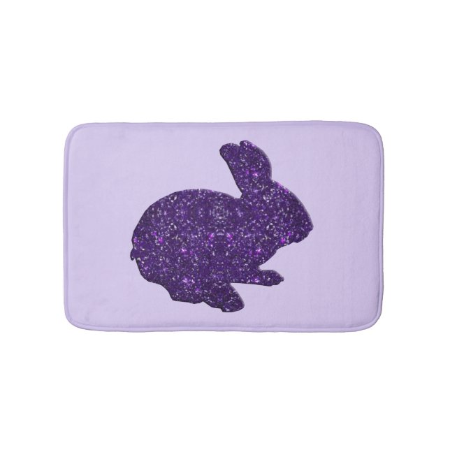 Lila Glitter Silhouette Bunny Rabbit Bath Mat Badrumsmatta (Framsidan)