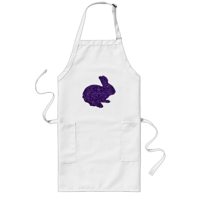 Lila Glitter Silhouette Påskhare Apron Långt Förkläde (Framsidan)