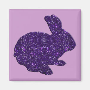 Lila glitter silhuett påskkel hare magnet