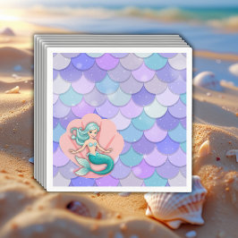 Lila Glitter Sjöjungfru under Sea Baby Shower Pappersservett