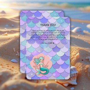 Lila Glitter Sjöjungfru under Sea Baby Shower Tack Kort
