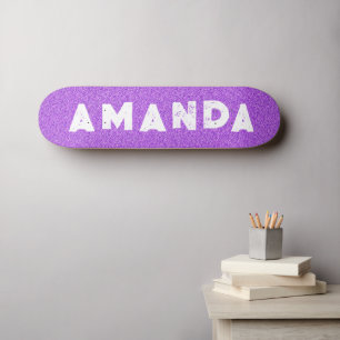 Lila Glitter skateboard grunge personlig namn