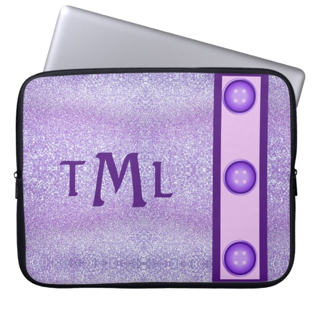 Lila Glitter Snyggt Trendig Girly Personlig Laptop Fodral (Framsidan)