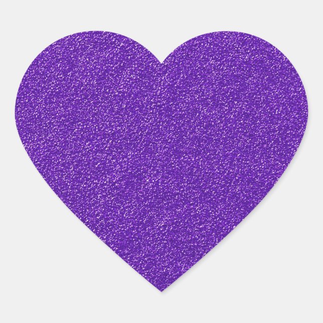 Lila Glitter Sticker Hjärtformat Klistermärke (Framsida)