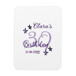 Lila glitter stjärnor 30års födelsedag moderna ref magnet