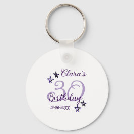 Lila glitter stjärnor 30års födelsedag moderna ref nyckelring