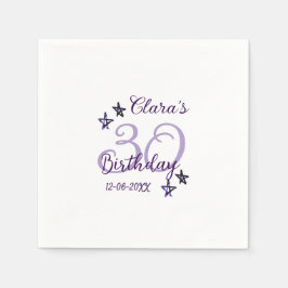 Lila glitter stjärnor 30års födelsedag moderna ref pappersservett