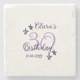 Lila glitter stjärnor 30års födelsedag moderna ref stenunderlägg