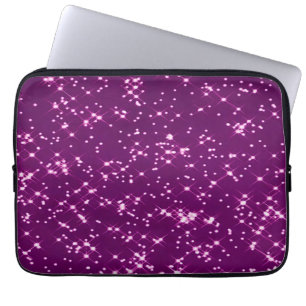 Lila glitter stjärnor laptop fodral
