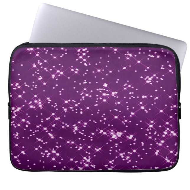 Lila glitter stjärnor laptop fodral (Framsidan)