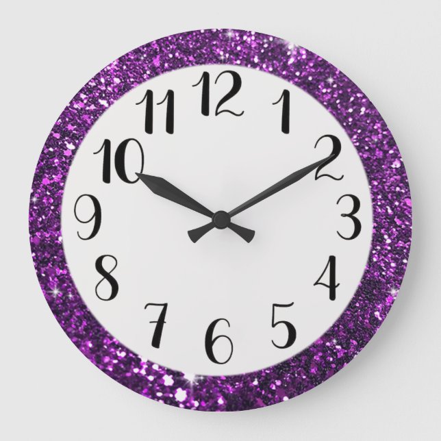 Lila Glitter Stor Klocka (Framsida)
