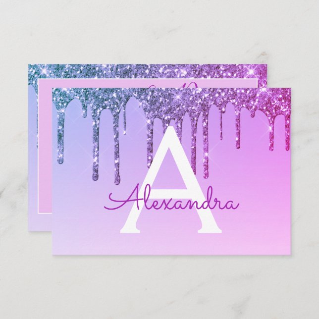 Lila Glitter Sweet 16 Spara datum Inbjudningar (Fram/baksida)