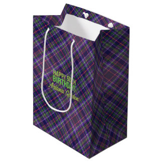 Lila Glitter Tartan Plaids Speciell Dag Födelsedag