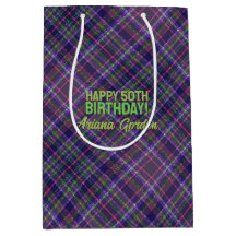 Lila Glitter Tartan Plaids Speciell Dag Födelsedag