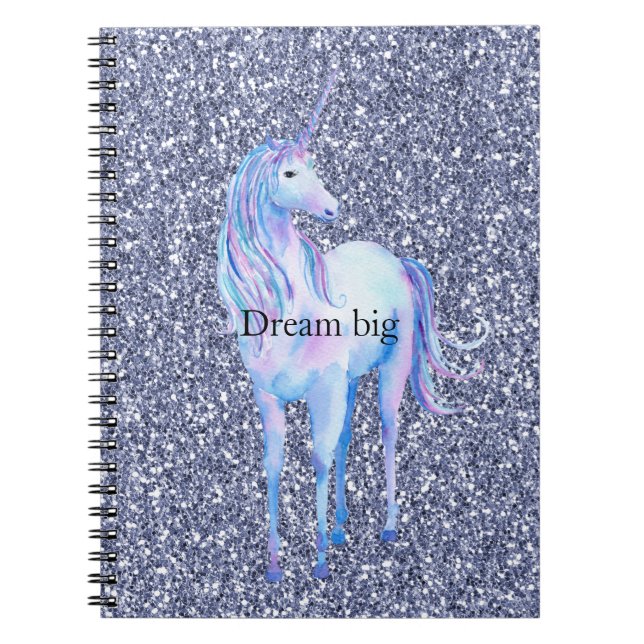 Lila Glitter Unicorn Anteckningsbok (Framsidan)