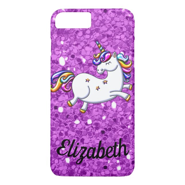 Lila Glitter Unicorn Case-Mate iPhone Skal (Baksida)
