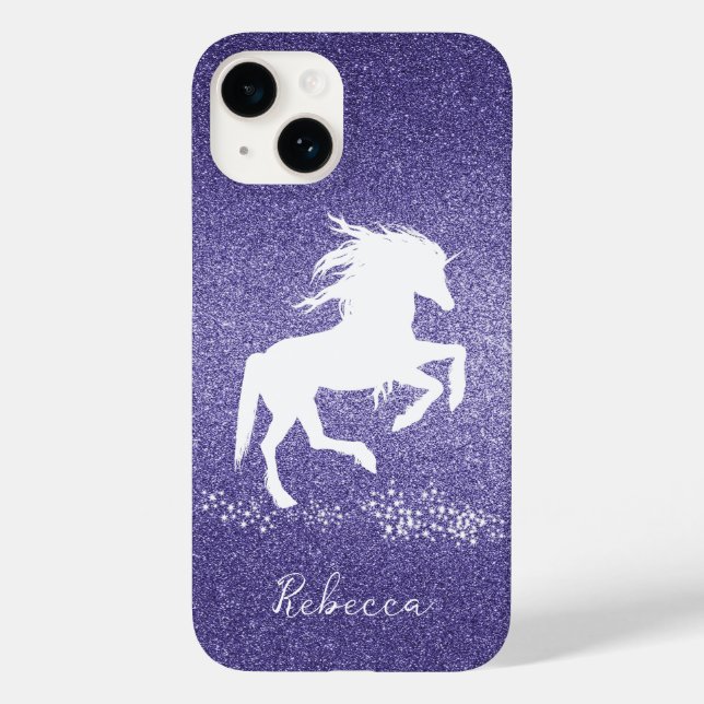 Lila Glitter Unicorn Fodral-Mate iphone case (Baksida)