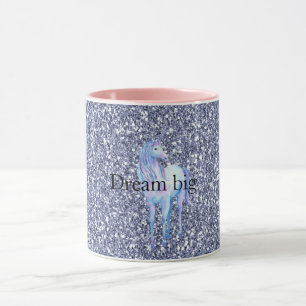 Lila Glitter Unicorn Mugg