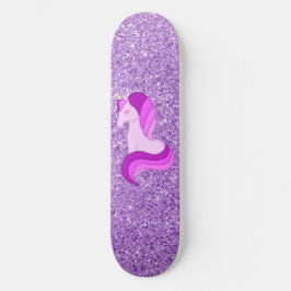 Lila Glitter Unicorn Skateboard Deck