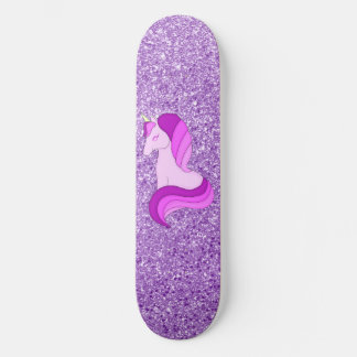 Lila Glitter Unicorn Skateboard Deck