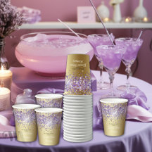 Lila Glitter vid Guld Quinceañera