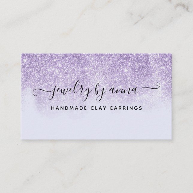 Lila Glitter Visitkort (Framsida)
