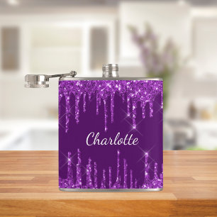 Lila glitterdroppar monogramnamn fickplunta