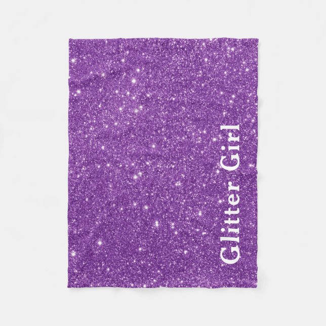 Lila Glitterflicka Visa Dina Glamourer Gnista Fleecefilt (Framsidan)